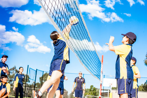 Students playing volleyball at Clancy Catholic College West Hoxton